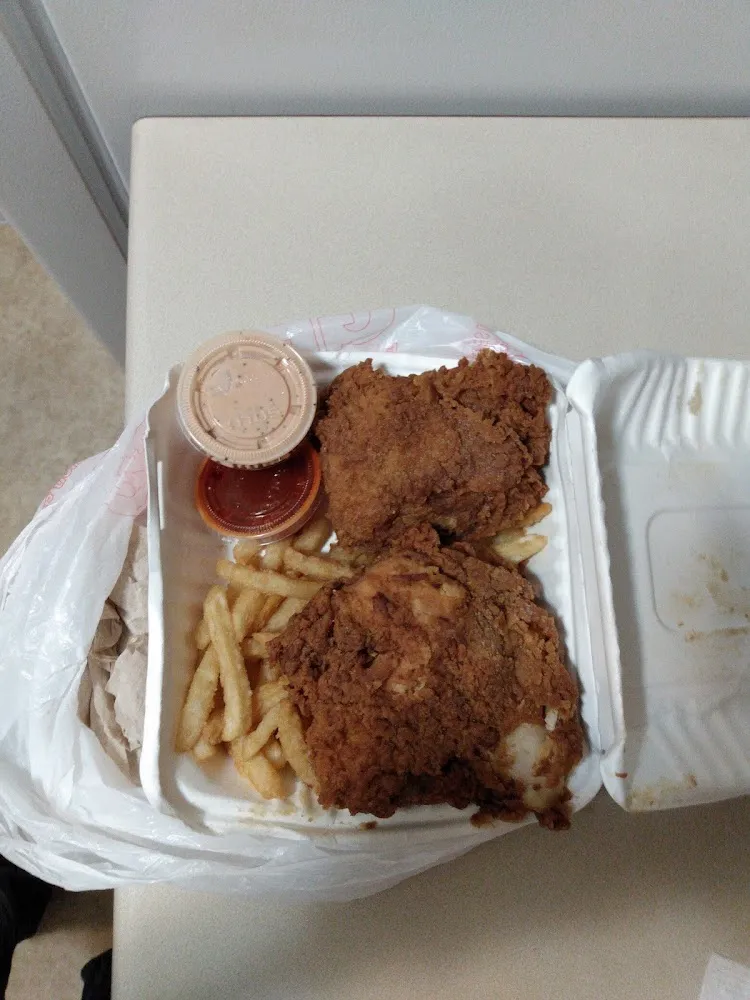 2pc Fried Chicken Crispy with Seasoned Fries and Fantastic Sauce
